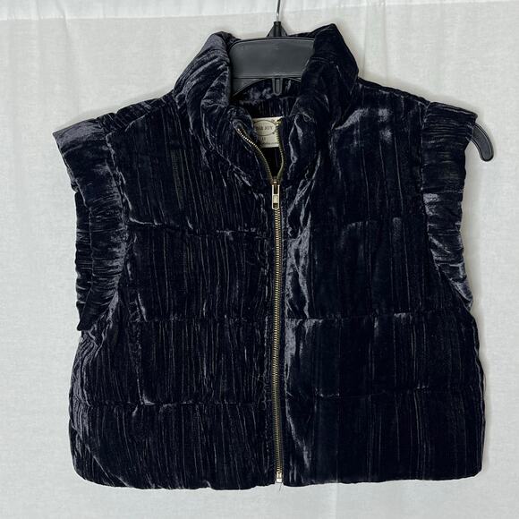 Mia Joy Girls Velvet Velour Black‎ Puffer Vest Jacket Size 12 Trendy - Picture 1 of 7